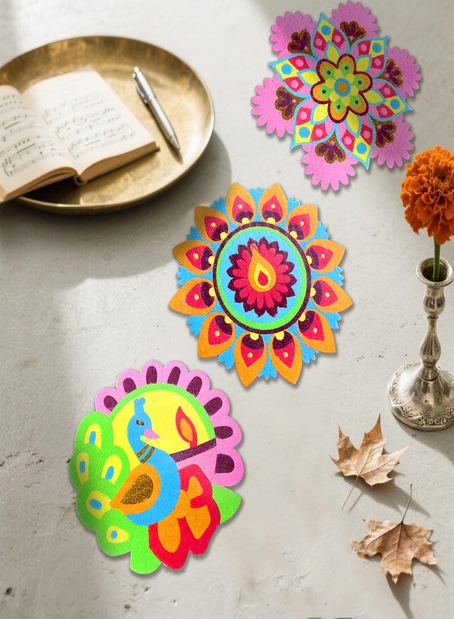 ام ال او ال ام مجموعة أدوات رسم رانجولي ماندالا بالرمل، 5 قطع، سهلة التركيب واللصق، مع رمل لامع، مثالية لتزيين المنزل في ديوالي، ولإضفاء لمسة هندية تقليدية على ديكورات المهرجانات. - Image 5